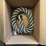 40mm Grey Wormed Barrier Rope x 1.55 Metres Satin Nickel Cup End Fittings (CS)