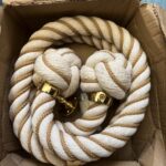 36mm Natural Cotton Wormed Bannister Rope x 6 Foot 3 Brass Brackets (CS)