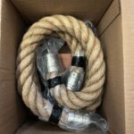 4 x 36mm Natural Jute Barrier Ropes x 1 Metres Satin Hooks & Eyeplates (CS)
