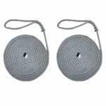 2 x 50mm Grey Softline Mooring Ropes 8 Inch Soft Eye x 6 Metres