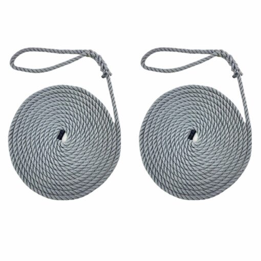 2 8mm grey softline mooring ropes 10 metres 1