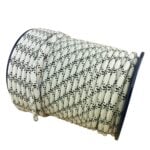 10mm White / Black Braided Polyester Cover Nylon Core Rope x 85 Metres