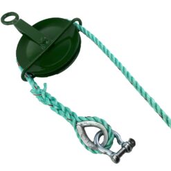 18mm polysteel fall rope with gin wheel galvanised thimble shackle 1