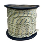 4mm White With Blue Fleck Double Braid Polyester Rope x 75 Metre Reel