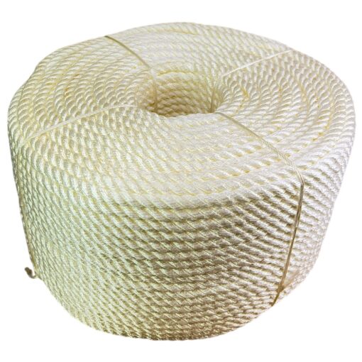 white nylon 3 strand rope coil length metres 3
