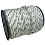12mm White / Green Double Braid Polyester Rope 100 Metre Reel