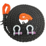 32mm Black 8 Strand Nylon Kinetic Tow Rope x 10 Metres With Shackles