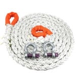 32mm White 8 Strand Nylon Kinetic Tow Rope x 9 Metres With Shackles
