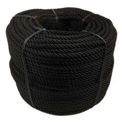 16mm black nylon 3 strand rope x 50 metres 1