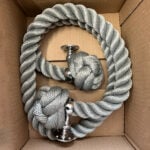 28mm Synthetic Grey Bannister Rope x 5 Foot C/W 2 Polished Chrome Fittings (CS)