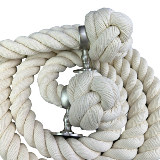 32mm natural cotton bannister rope x 10 foot 4 satin nickel brackets 2