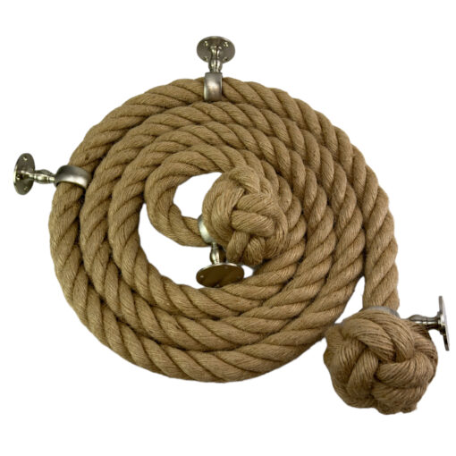 32mm natural jute bannister rope x 10 foot 4 satin nickel brackets 1