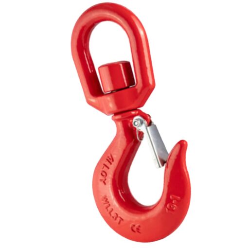 1 tonne red safety swivel eye hook with safety catch 1