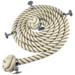 36mm Natural Cotton Wormed Bannister Rope x 10 Foot, 4 Polished Chrome Handrail Brackets
