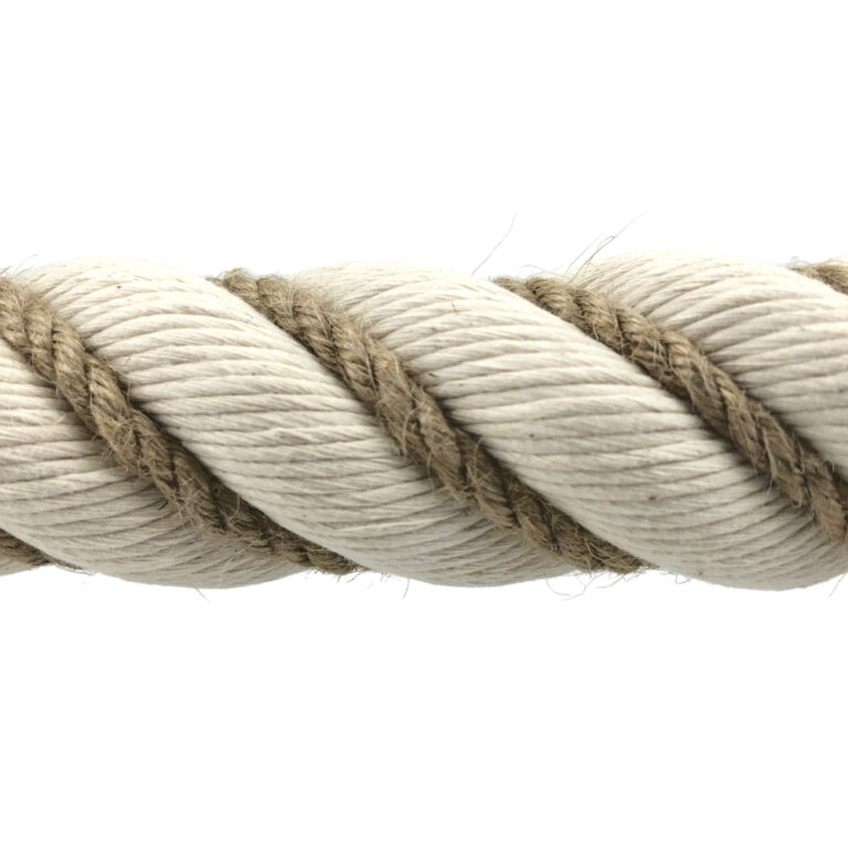 32mm Natural Cotton Wormed Bannister Rope x 12 Foot, 4 Polished Chrome ...
