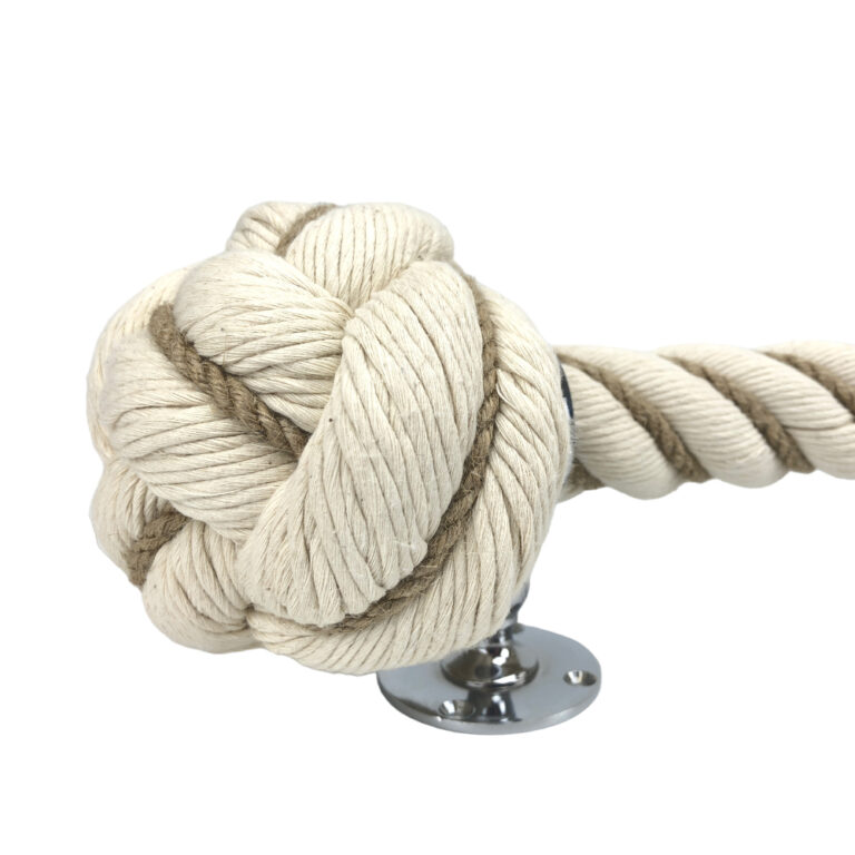 32mm Natural Cotton Wormed Bannister Rope x 12 Foot, 4 Polished Chrome ...