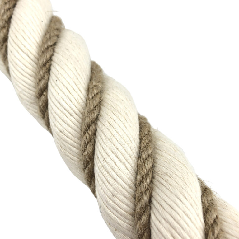 32mm Natural Cotton Wormed Bannister Rope x 12 Foot, 4 Polished Chrome ...
