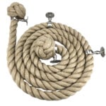 36mm Natural Hemp Bannister Rope x 11 Foot, 4 Satin Handrail Brackets