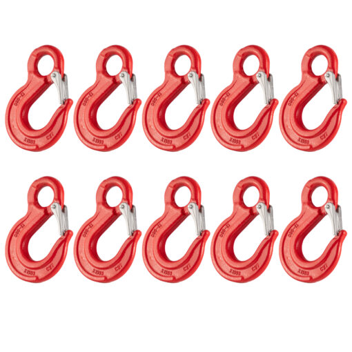 box of 10 grade 80 red eye sling hooks with safety catch 7 8 mm 3