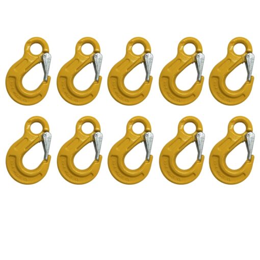 box of 10 grade 80 yellow eye sling hook with safety catch 7 8 mm 1