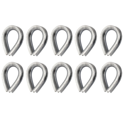 box of 10 x 40mm galvanised steel rope thimbles 1