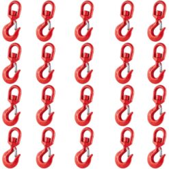 box of 20 1 tonne red safety swivel eye hooks with safety catch 1