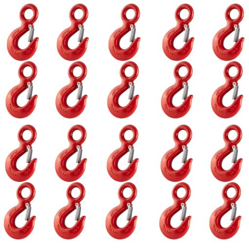 box of 20 3 tonne red eye hook with safety catch 1