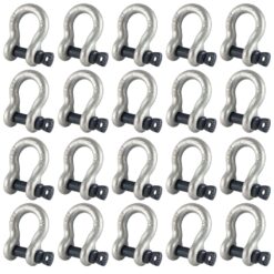 box of 20 x 9.5 tonne tested safety bow shackles