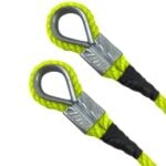 Pack of 10 x 8mm Fluorescent Yellow Polyethylene Safety Line Ropes, Galvanised Eye Each End x 50 Metre Hank