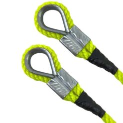 pack of 10 x 8mm fluorescent yellow cordoning ropes galvanised eye each end x 50 metre hank 2