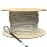 12mm White Green Blue Pre Stretched Double Braid Polyester Rope 500 Metre Reel With Splice