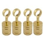 4 x 40mm Polished Brass Decking Rope Hook Fittings