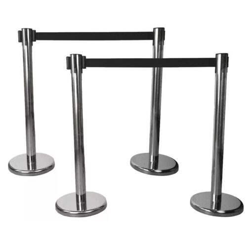 2 pairs x polished chrome stanchions posts with belt top