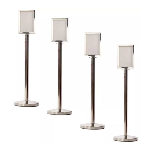 4 x polihsed chrome standchions posts with portrait sign holders