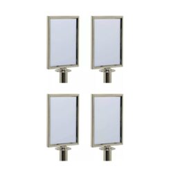 4 x polished chrome portrait sign holder for stanchions