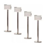 4 x Polished Chrome Stanchions Posts With Landscape Sign Holders