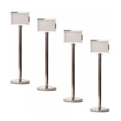 4 x polished chrome stanchions posts with landscape sign holders