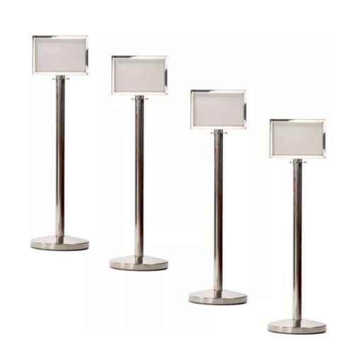 4 x polished chrome stanchions posts with landscape sign holders