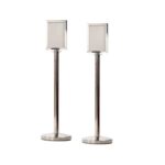 Polished Chrome Stanchions Posts - Pair Of Posts With Portrait Sign Holder