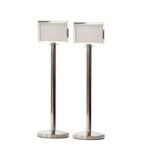 Polished Chrome Stanchions Posts - Pair Of Posts With Landscape Sign Holder