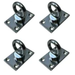 Pack Of 4 Polished Chrome Rounded Eye Plate Rope Fittings