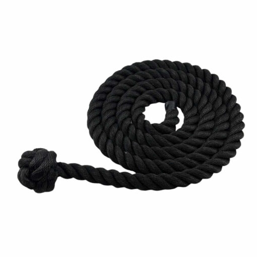 synthetic black rope with man rope knot one end