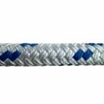 12mm White With Blue Fleck Double Braid Polyester Rope x 45 Metre Reel