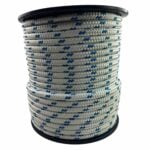 12mm White With Blue Fleck Double Braid Polyester Anchor Rope 100 Metre Reel