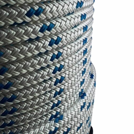 white with blue fleck double braided polyester 6