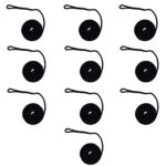 10 x 8mm Black Double Braid Polyester Fender Line x 2 Metres with 70mm Soft Eye