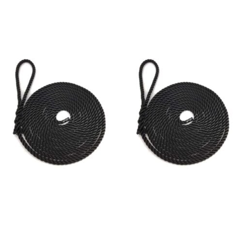 2 x black 3 strand nylon mooring rope