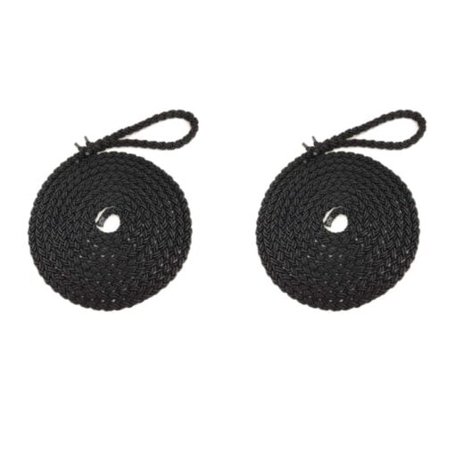 2 x black 8 strand nylon mooring rope