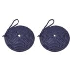 2 x 14mm Navy Blue 3 Strand Nylon Mooring Ropes 8 Inch Soft Eye x 6 Metres