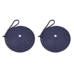 2 x navy blue 3 strand nylon mooring rope